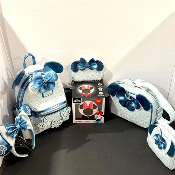 Loungefly Minnie Blue Butterflies Backpack Bundle set of 6